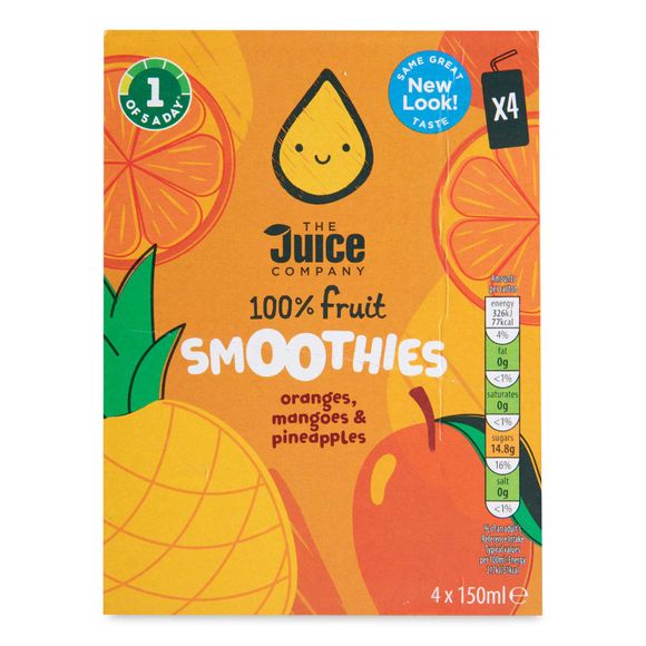 The Juice Company Oranges, Mangoes & Pineapples Smoothies 4x150ml